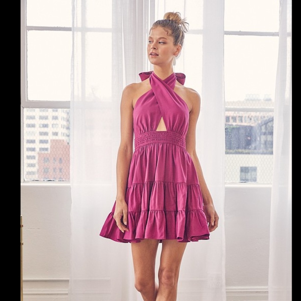 *ONE LEFT* Halter Neck Sun Mini Dress - Picture 6 of 6